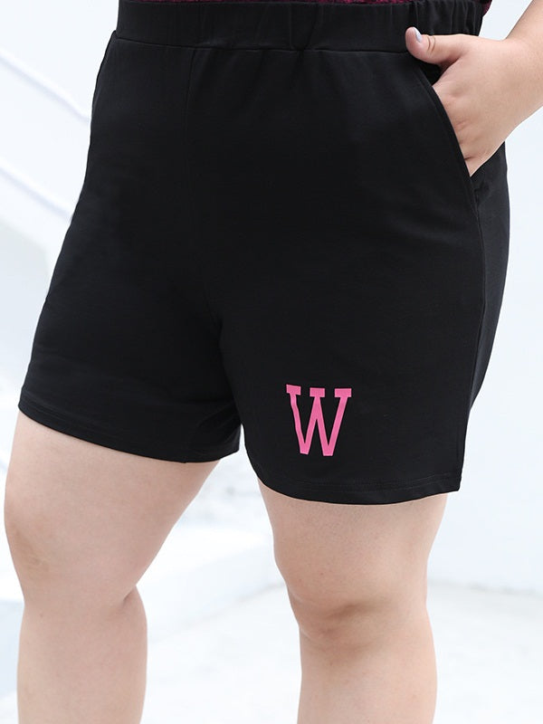 Voe Plus Size Black W Shorts (EXTRA BIG SIZE)