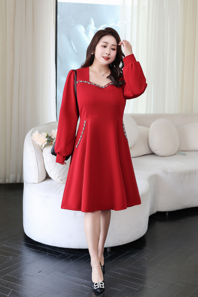 5Xl-8Xl) Plus Size Bright Red Long Sleeve Dress (Extra Big Size) Pluspreorder 5Xl-8Xl) Plus Size Bright Red Long Sleeve Dress (Extra Big Size) Pluspreorder