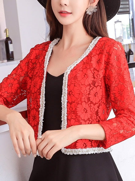 (Bust 92-118CM) Marlowe Lace Trim Jacket