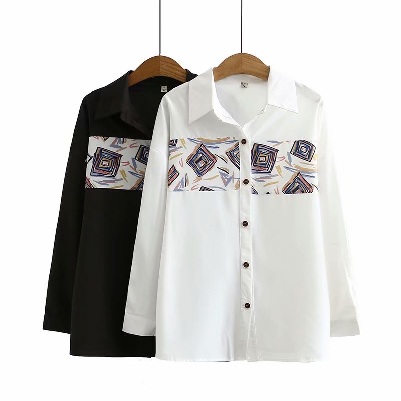 Ladonna Plus Size Vintage Long Sleeve Shirt Blouse