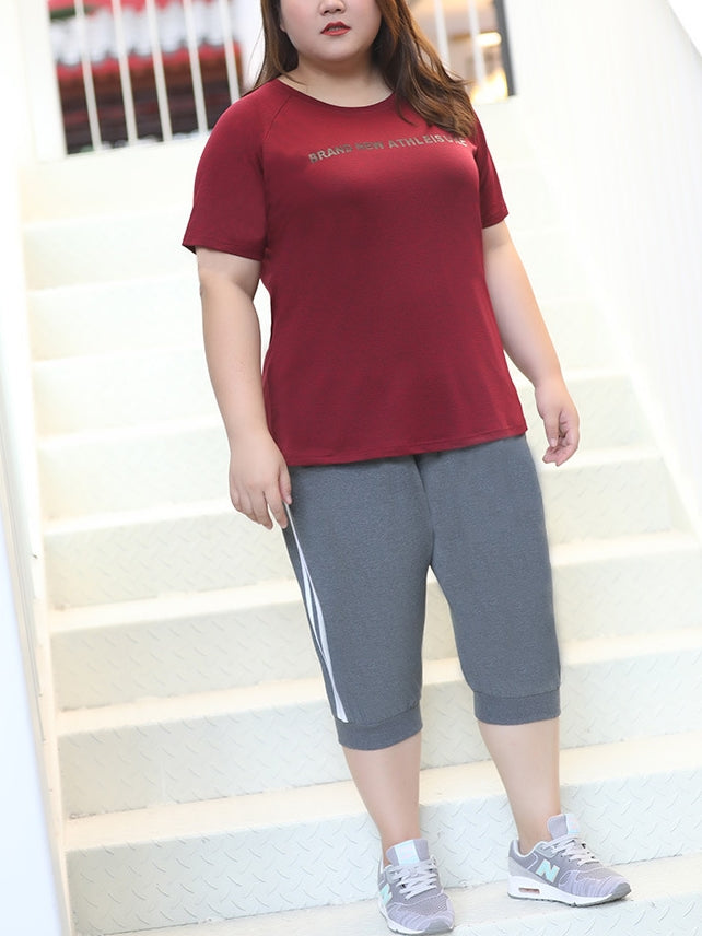 Stripe Capri Track Pants (EXTRA BIG SIZE) (Grey, Black)