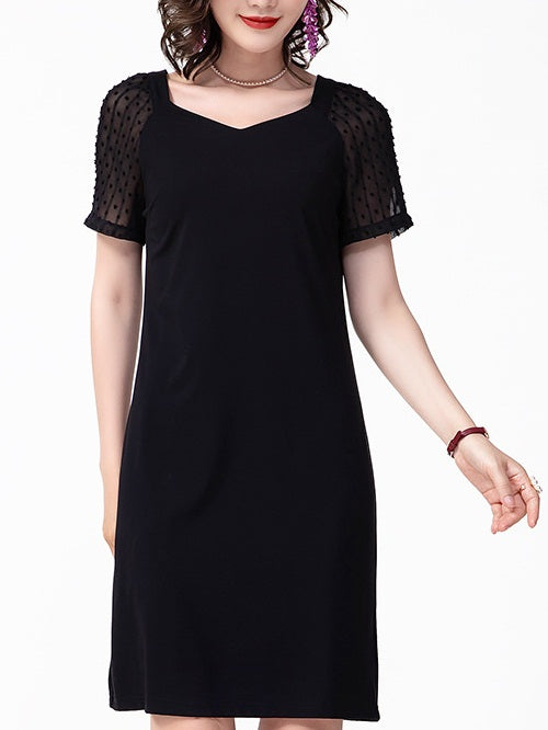 Kerstina Plus Size Black Pindot Shift Dress