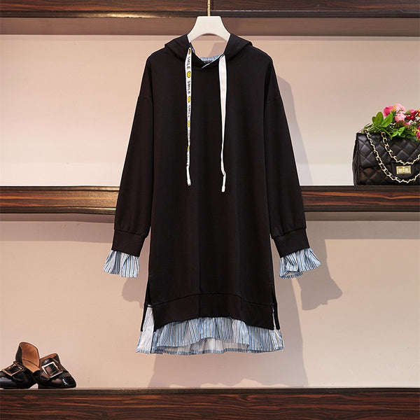 Shanen Stripe Layer Sweater Hoody L/S Dress