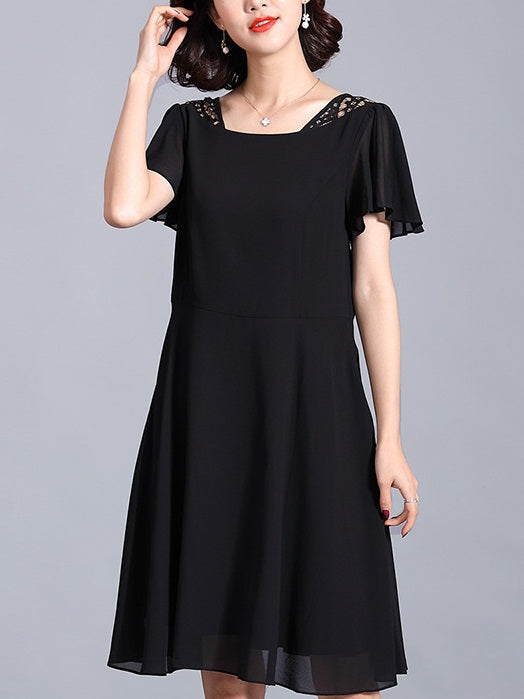 Robess Black Flutter Sleeve Lace Back S/S Dress