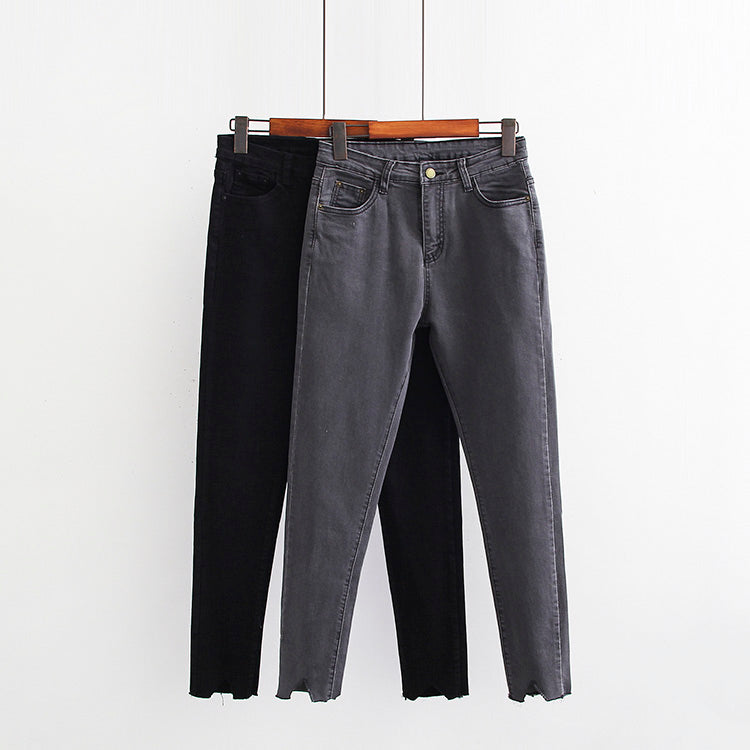 Valia Plus Size Skinny Denim Jeans (Black, Grey) (EXTRA BIG SIZE)