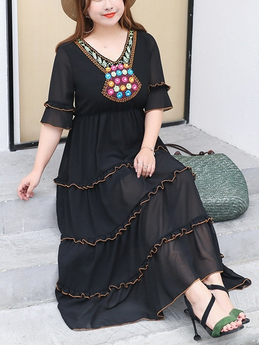 Embellished Bohemian Midi Dress
