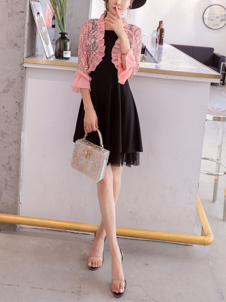 (Bust 90-120CM) Marlys Frill Cropped Lace Jacket