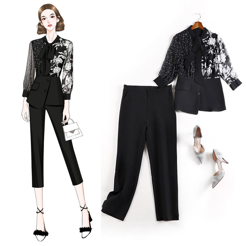 Kenyada Plus Size Mid Sleeve Blouse And Capri Pants Set