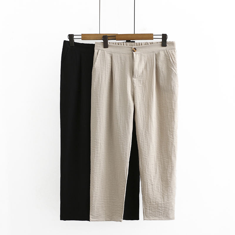 Janella Plus Size Cotton Linen Capri Pants