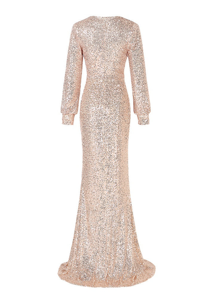 slim fit dress slacks Plus Size Gold Wrap Long Sleeve Gown – Pluspreorder
