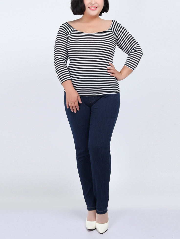 Plus Size Long Skinny Jeans (Black, Blue) (EXTRA BIG SIZE)