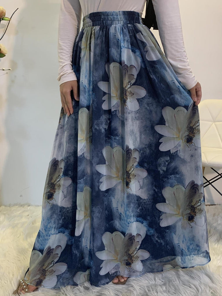 Plus size navy chiffon maxi on sale skirt