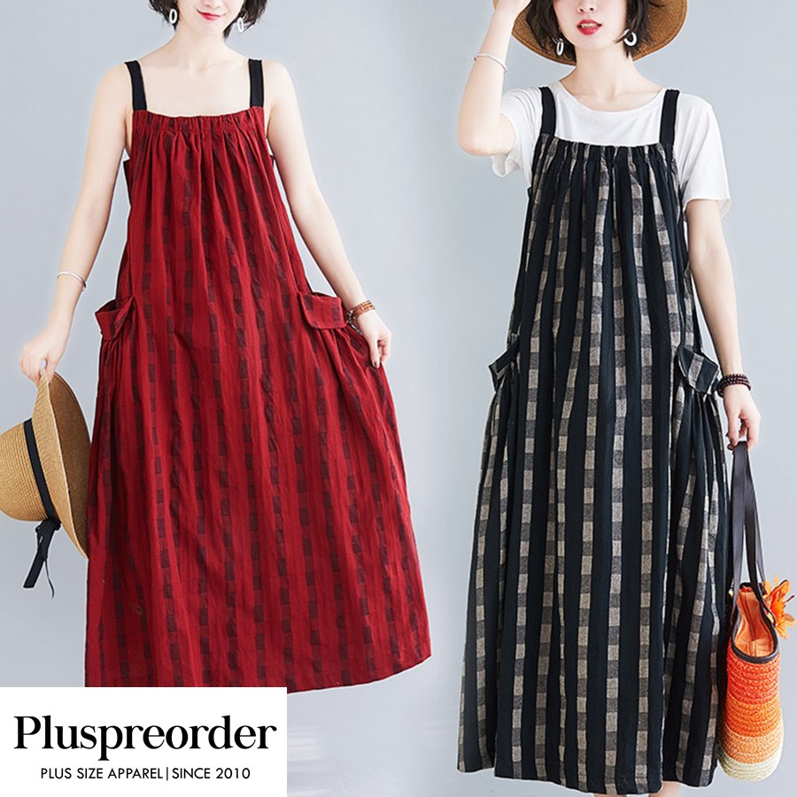 Plus Size Dungaree Loose Tent Sleeveless Dress