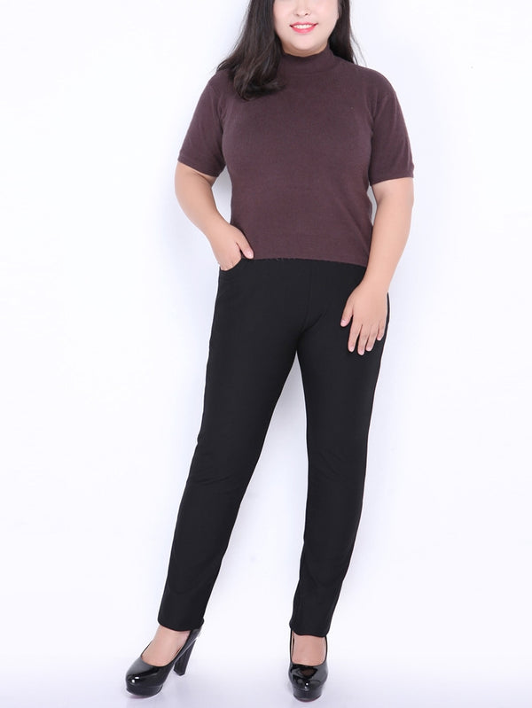 Plus Size Stretchy Skinny Long Pants (Black) (EXTRA BIG SIZE)