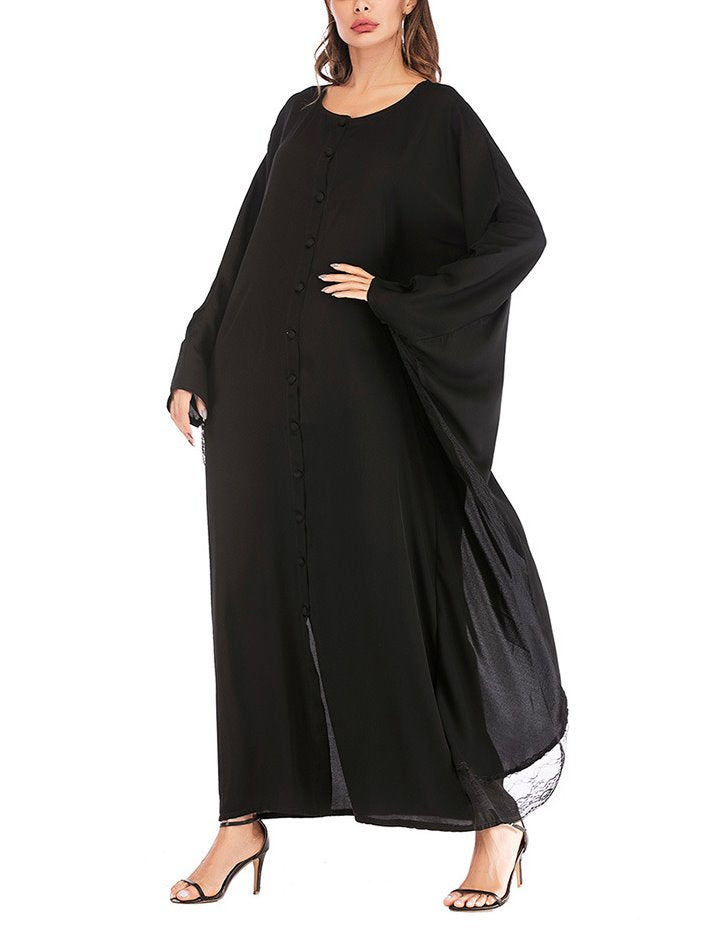 Plus Size Black Cape Lace Jubah Muslimah Dress Pluspreorder