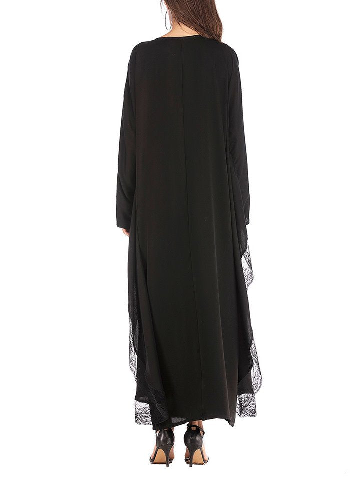 Plus Size Black Cape Lace Jubah Muslimah Dress – Pluspreorder