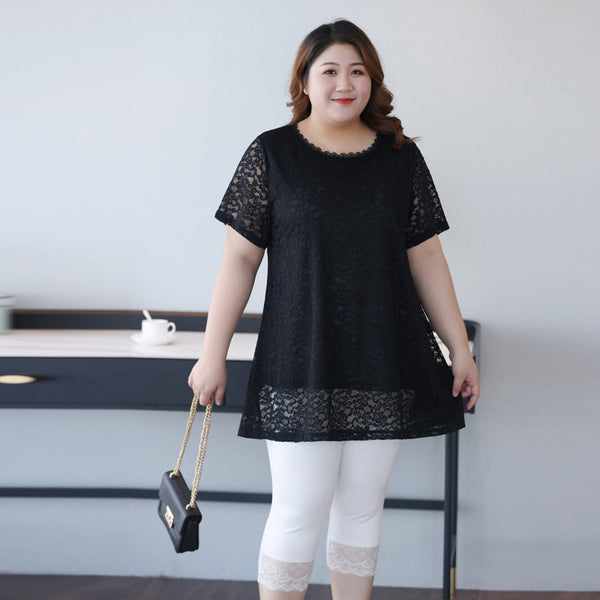 Plus Size Tunic Black Lace Blouse (EXTRA BIG SIZE)