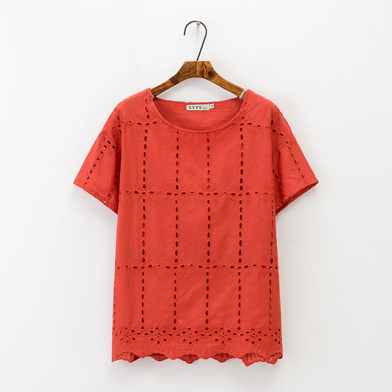Plus Size Lace Short Sleeve Top (Orange, Yellow, Blue) (EXTRA BIG SIZE)
