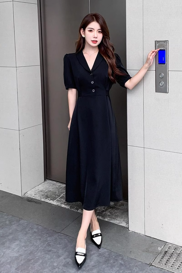 Plus Size Black Midi Shirt Dress – Pluspreorder