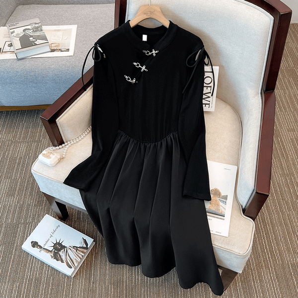 Plus Size Black Modern Cheongsam Dress
