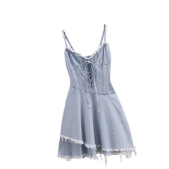 white christmas dresses Hamer Denim Underbust Corset- Blue Denim Corset Dress- Plus Size Punk  Dresses Sale– Corsets Queen US-CA main image 1