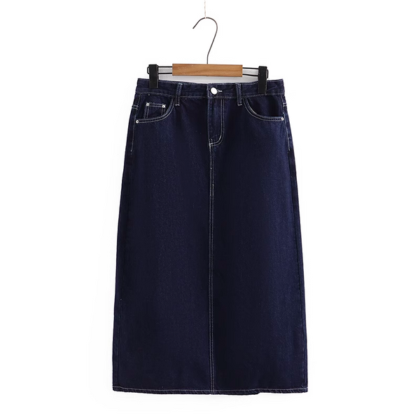 Plus Size Denim Pencil Skirt