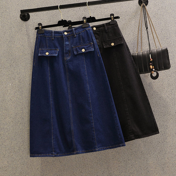 Plus Size Denim Skirt