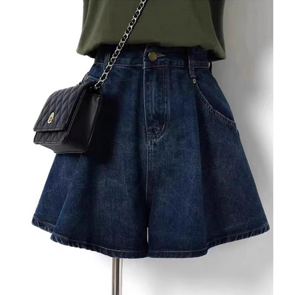 Plus Size Denim Skorts Skirt Shorts