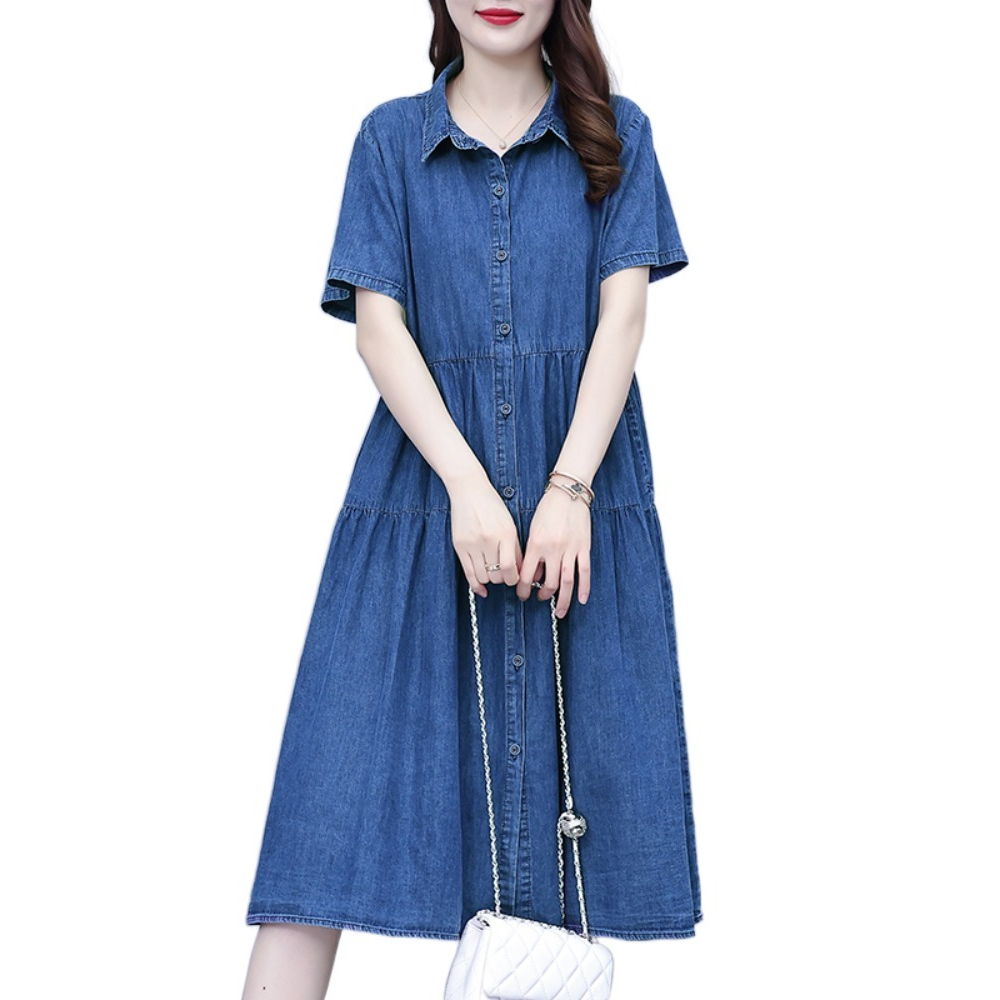 plus size denim t shirt dress SHEIN ICON Women's Casual Loose Short Sleeve Dress, Blue Denim Jean Shirt Dress Denim Dress Plus Denim Dress Product Description Plus Size Denim Dress for