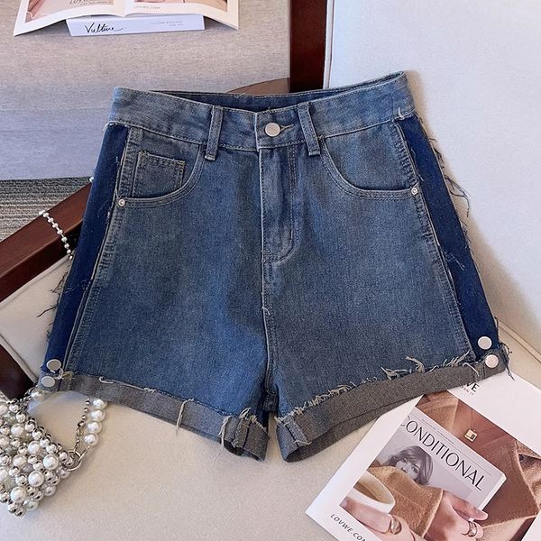 Plus Size Double Colour Denim Shorts