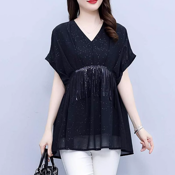 Plus Size Dripping Formal Blouse