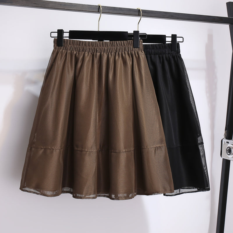 Plus Size A Line Leather Mini Skirt Plus Size Genuine Leather - Main Image