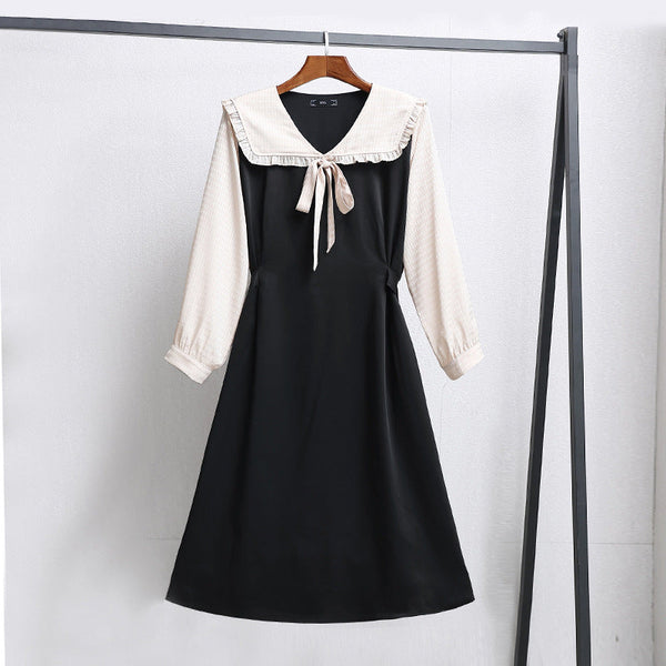 Plus Size Frills Collar Long Sleeve Dress (EXTRA BIG SIZE)