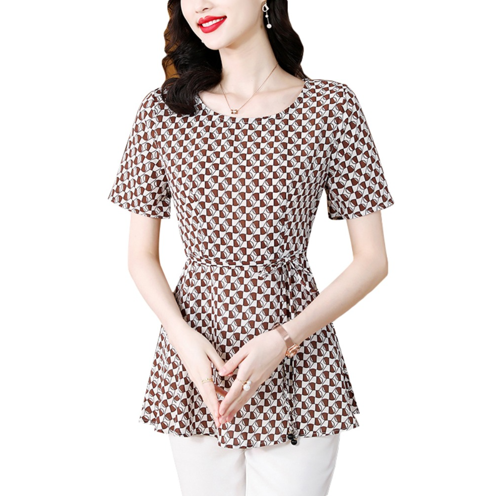 Plus Size Geometric Pattern Blouse – Pluspreorder