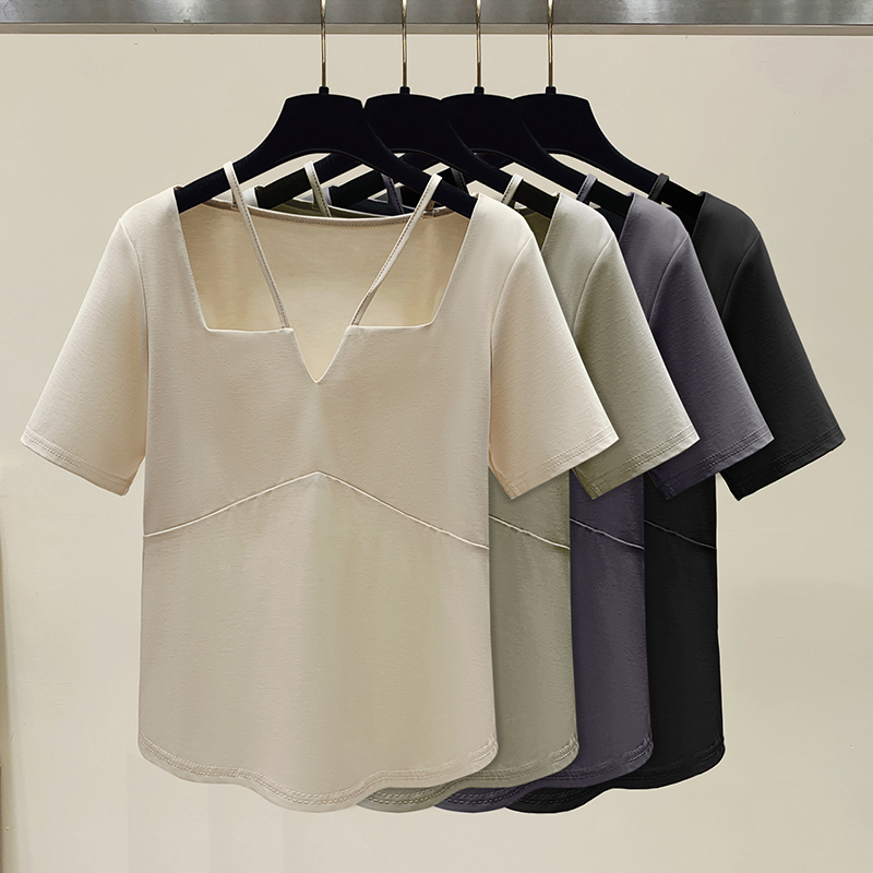 Plus Size Halter Look Square Neck Top