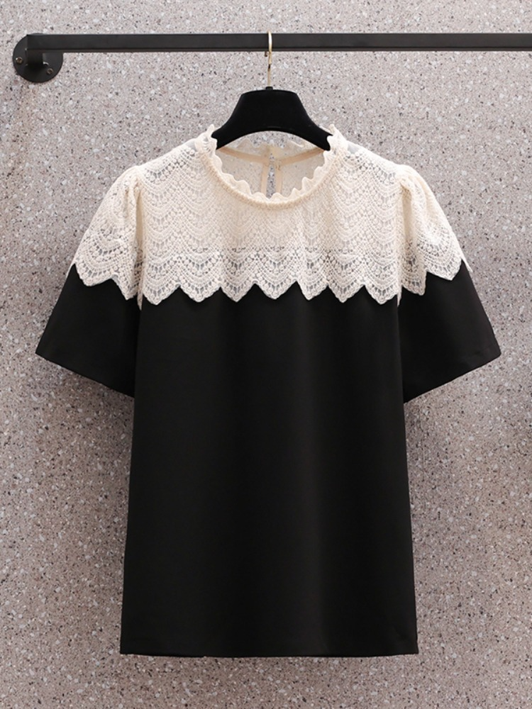 Plus Size High Neck Lace Blouse
