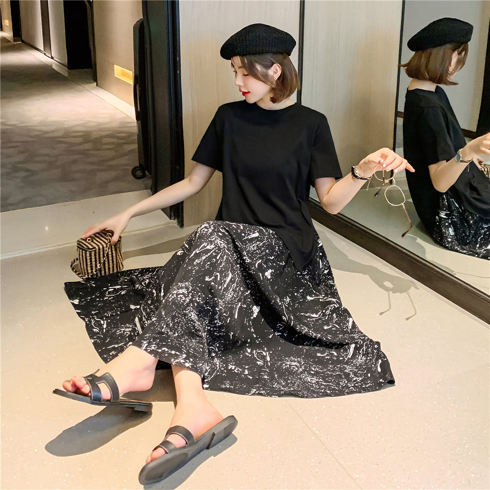 Plus Size Korean Art Layer Midi Dress – Pluspreorder