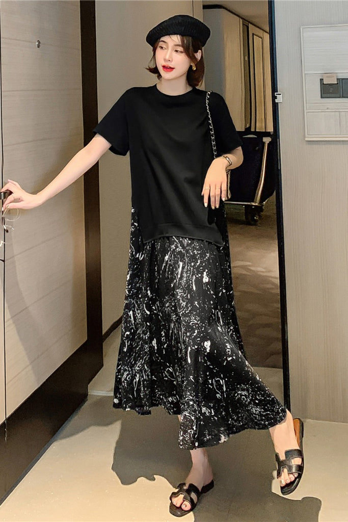 Plus Size Korean Art Layer Midi Dress – Pluspreorder