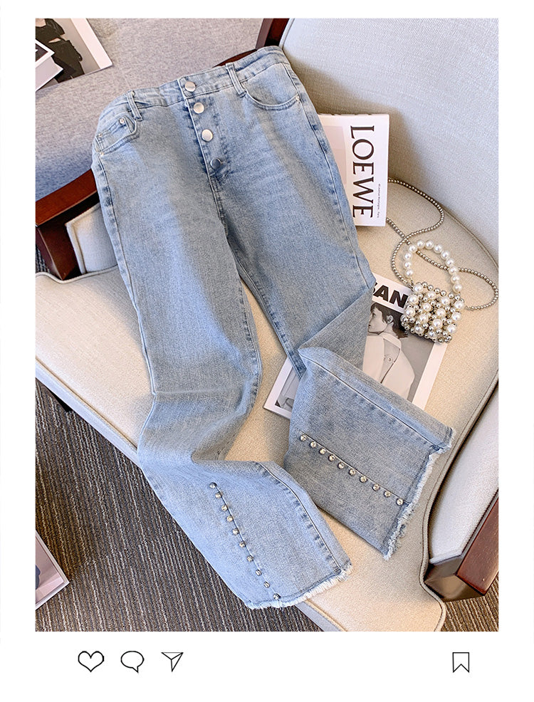 Plus Size Korean Bell Bottom Jeans