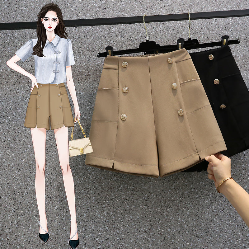 Plus Size Korean Buttons Shorts