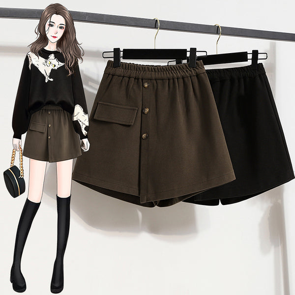 Plus Size Korean Buttons Shorts