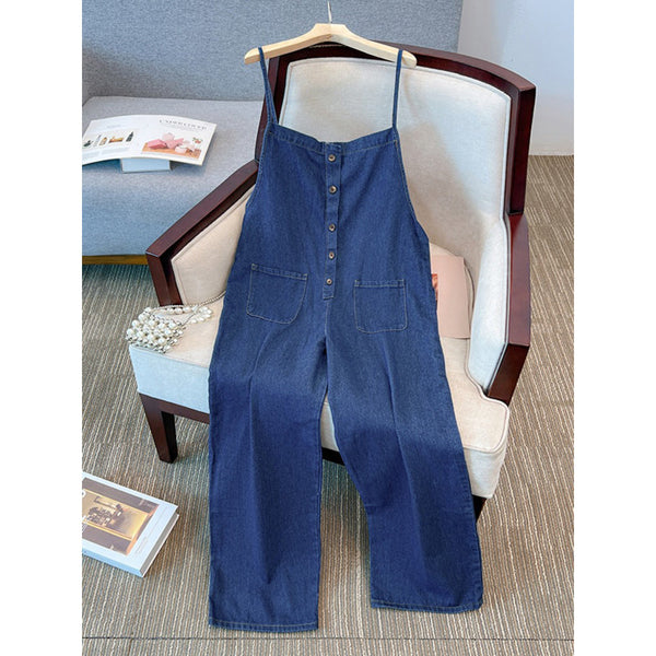 Plus Size Korean Denim Wide Leg Overalls