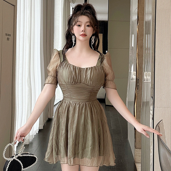 Plus Size Korean Dress Short Sleeve Dress Swimsuit