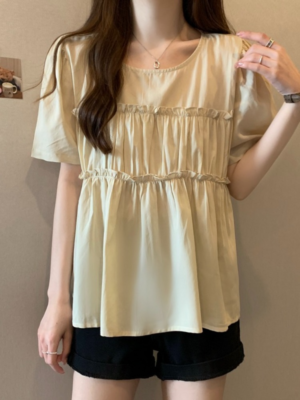 Plus Size Korean Frill Babydoll Tier Blouse