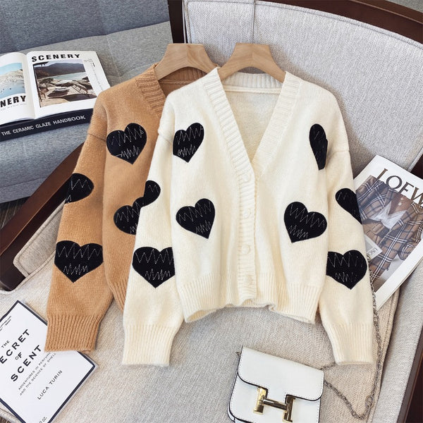 Plus Size Korean Hearts Cardigan