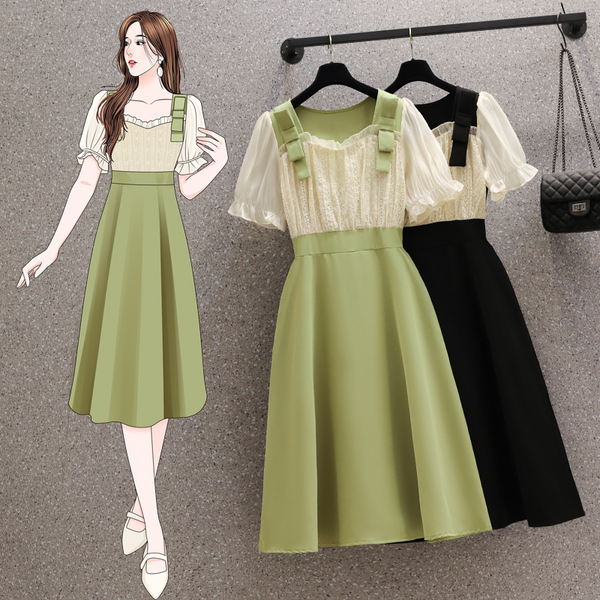 Plus Size Korean Lace Layer Dress