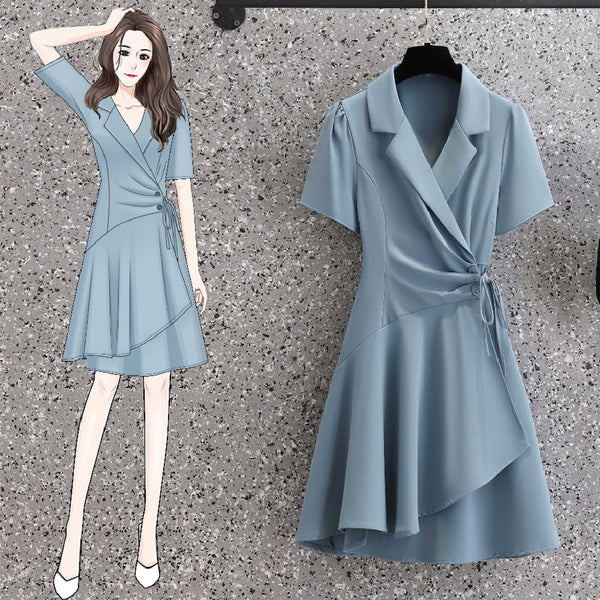 Plus Size Korean Pastel Blue Shirt Dress