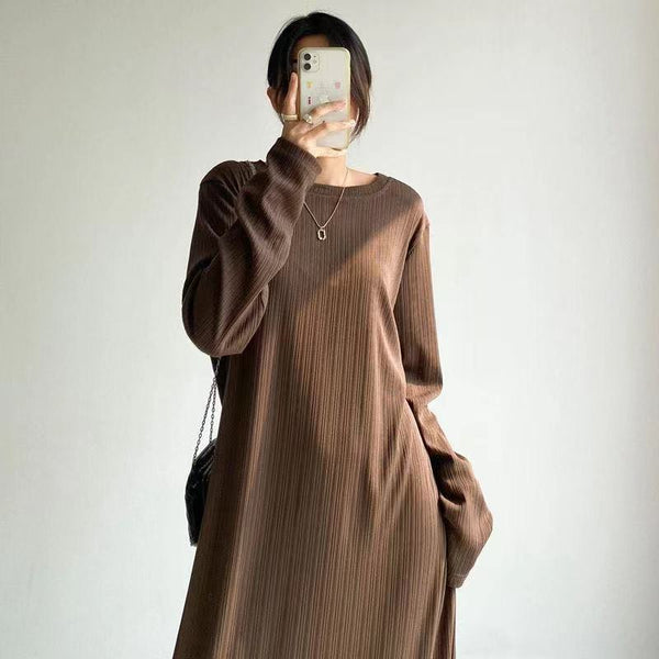 Plus Size Korean Pleat Midi T Shirt Dress