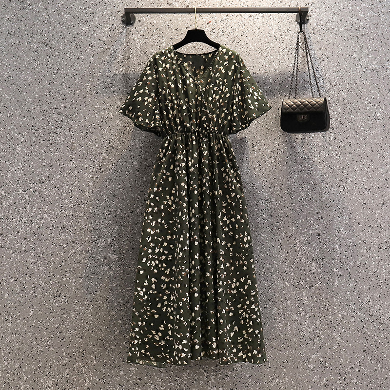 Plus Size Leopard Print Chiffon Maxi Dress