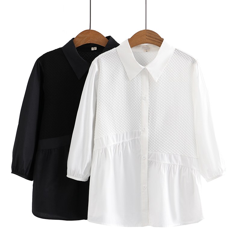 Plus Size Mid Sleeve Peplum Shirt Blouse